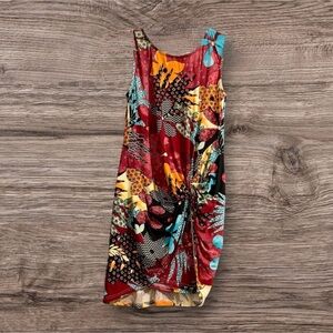 Abstract Ruched Mini Dress L/XL Runs SMALL | Colorful Bodycon